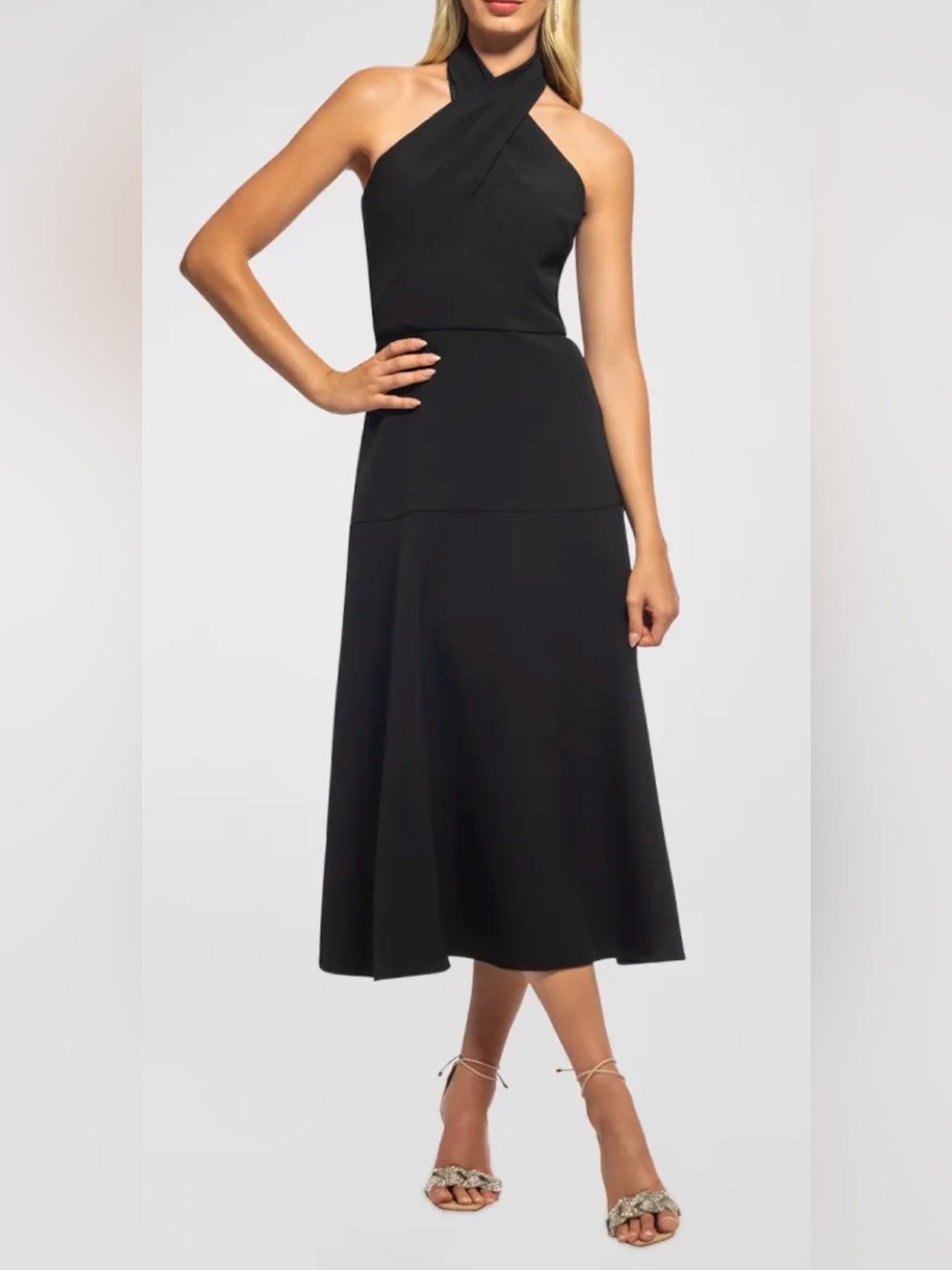 Shoshanna Meritt A-Line Halter Midi-Dress